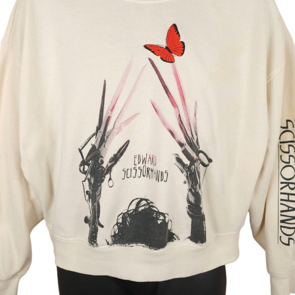 Edward Scissorhands Sweatshirt Womens Size Medium Cream Tim Burton Movie
